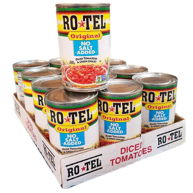 CASE OF 12 – Ro-Tel No Salt Added Diced Tomatoes & Green Chilies – 10 oz. – Sale on Close Dated Product: April 19th, 2018