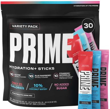 Prime Variety Pack Hydration Electrolyte Powder Drink Mix Sticks, 30 Count