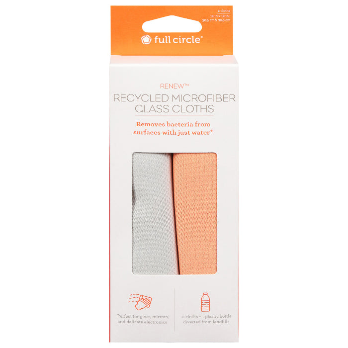 Full Circle Home – Recycled Microfiber Glass Cloth, 2 Piece (Pack of 6