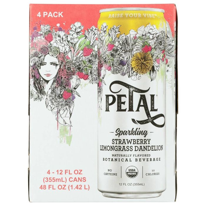 Petal Water Strawberry Lemongrass 4pk Org 48 Fo – Pack Of 6