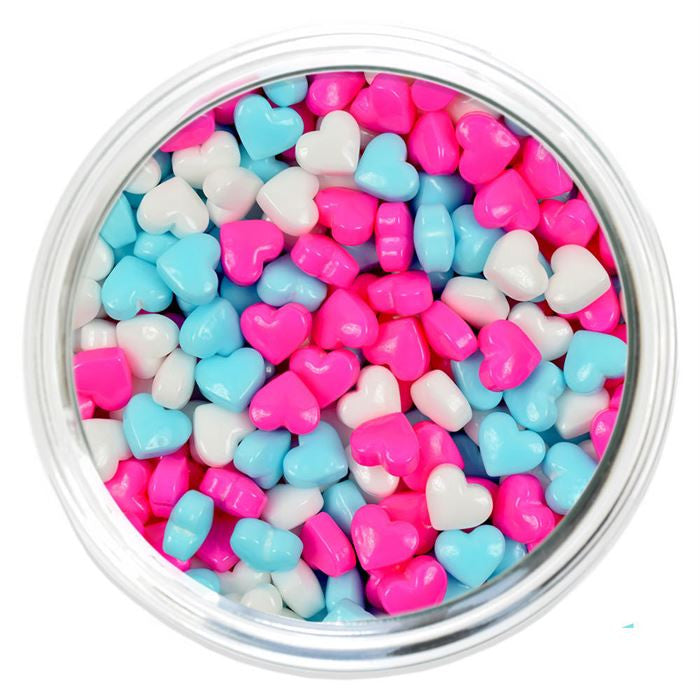 Pink, White & Blue Happy Hearts