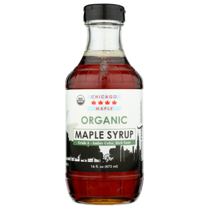 Chicago Maple – Organic Maple Syrup Glass, 16 Floz (Pack Of 12)
