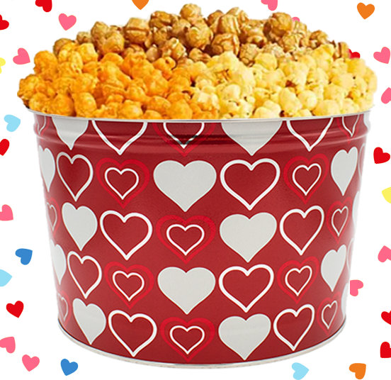 2 Gallon – Hearts – Popcorn Tin