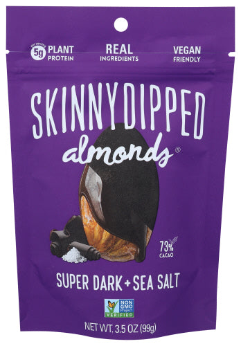 SkinnyDipped – Super Dark Chocolate + Sea Salt Almonds, 3.5 Oz | Pack