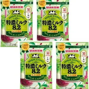 UHA, Hard Candy, Tokunou Milk 8.2, Matcha Hondoubin, Azuki & Matcha, 70g x 4 bags as 1 set
