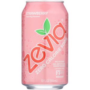 Zevia Soda Zero Calorie Strawberry Cans 6, 72 Oz | Pack of 4