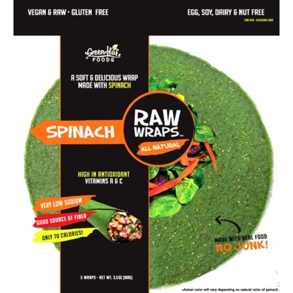 Raw Wraps – Gluten Free Spinach – 1.5oz