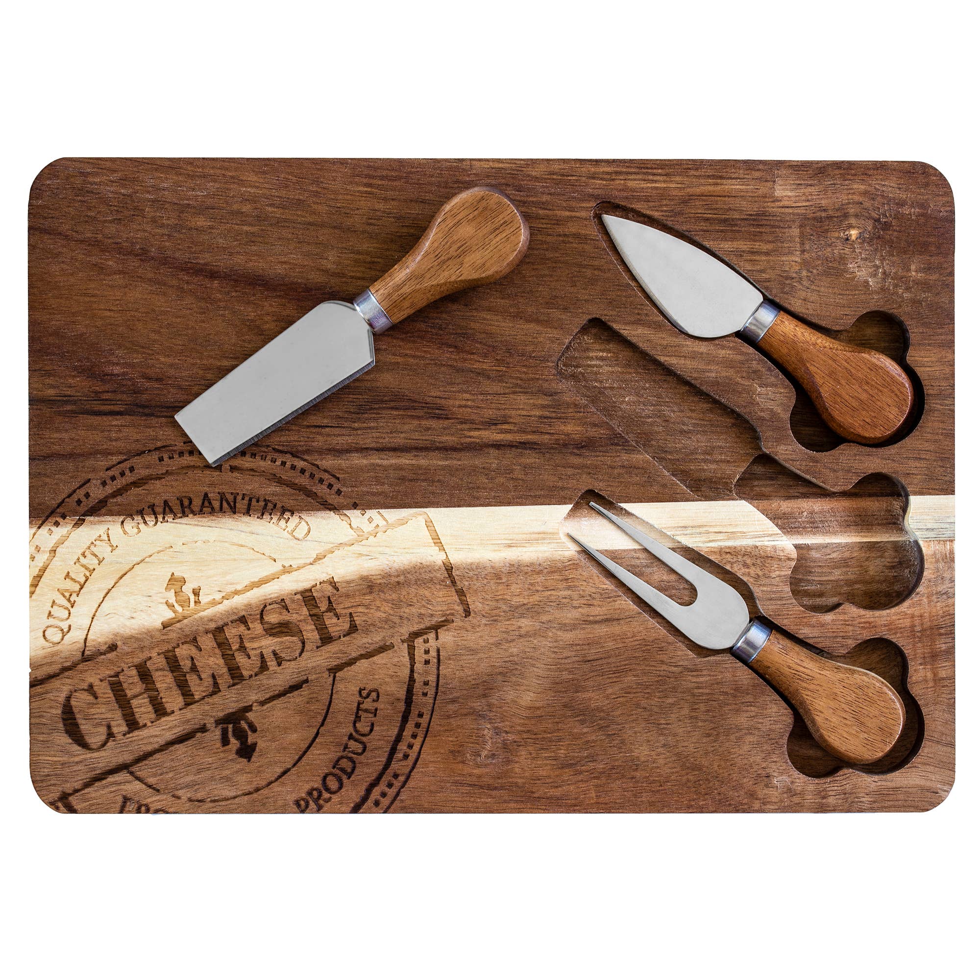 Totally Bamboo – 4-Pc. Acacia Wood Cheese Board & Cheese Tool Set