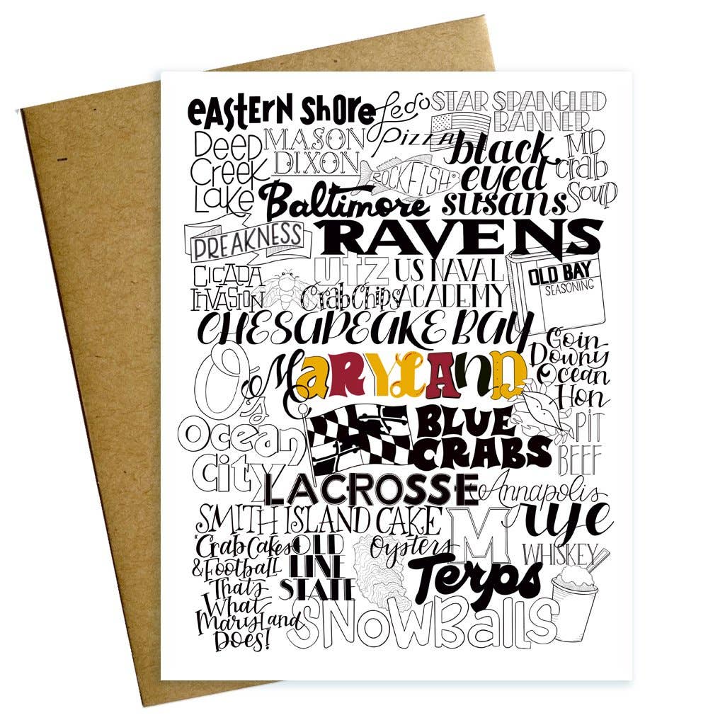 Maggie Moore Studio – Maryland Typographic Greeting Card