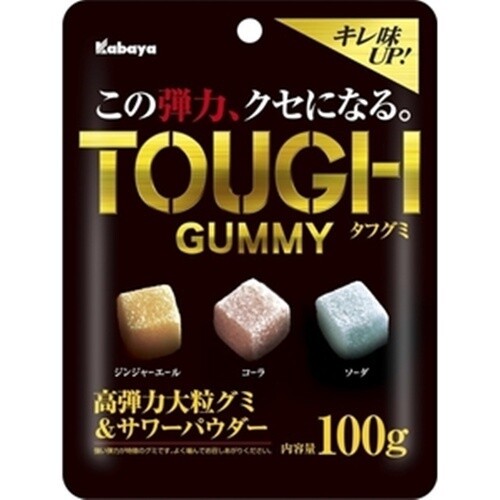 Kabaya, “Tough Gummy”, Ginger Ale, Cola & Soda flavors in 1 bag, 100g