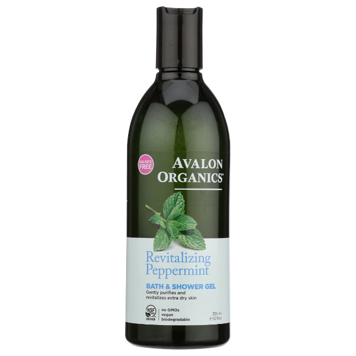 Avalon Organics – Bath & Shower Gel Peppermint, 12 oz – Pack of 1