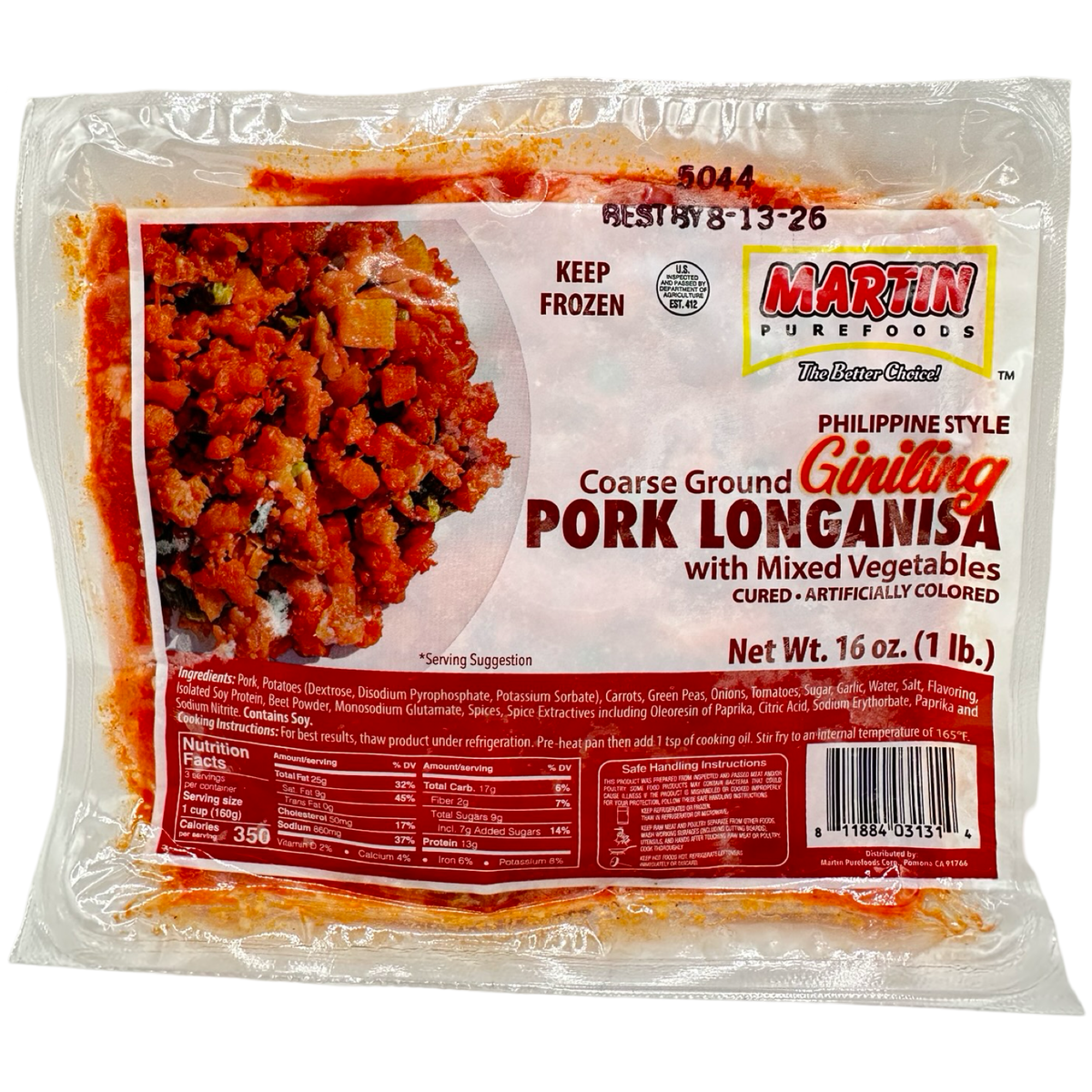 Martin Purefoods – Coarse Ground Giniling Pork Longanisa – 16 OZ