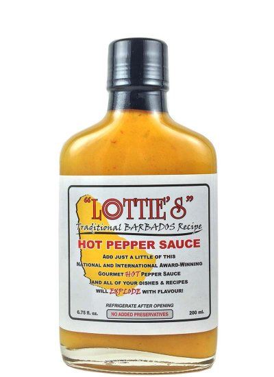 Lottie’s Traditional Barbados Yellow Hot Pepper Sauce, 6.75oz.
