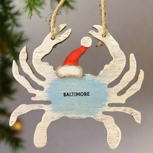 Crab with Santa Hat Ornament- Baltimore