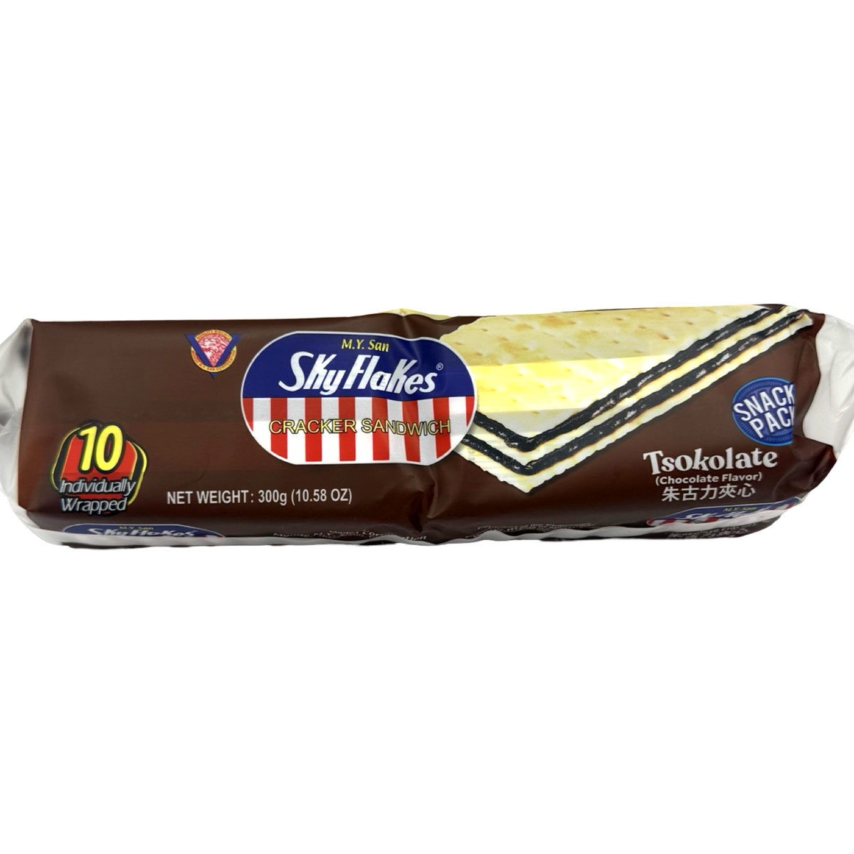 M.Y. San – Skyflakes Cracker Sandwich – Chocolate Flavored Filling – 10 Pack – 300 G