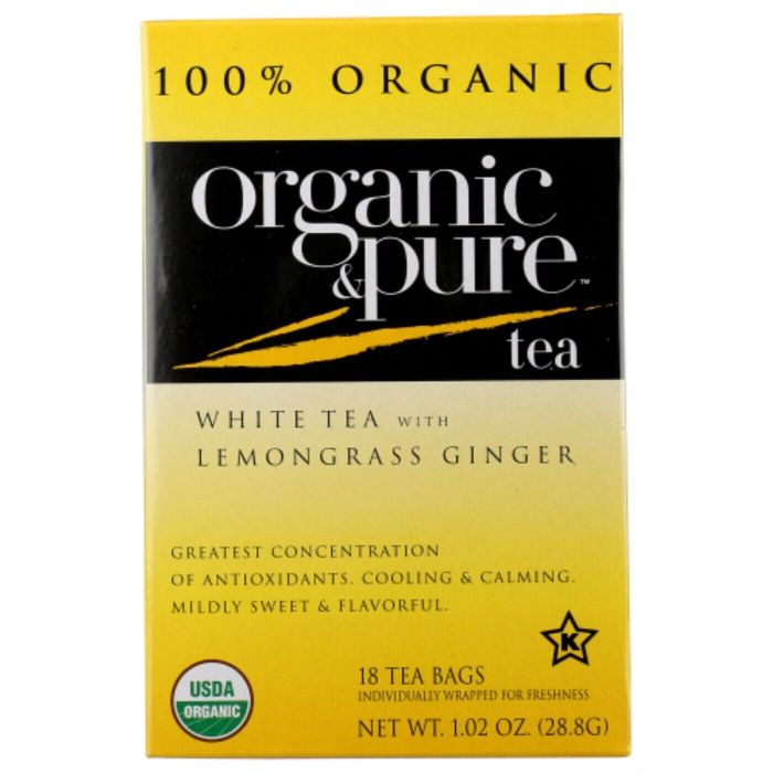 Organic & Pure – White Lemongrass Ginger Tea, 18 Bags | Pack of 6
