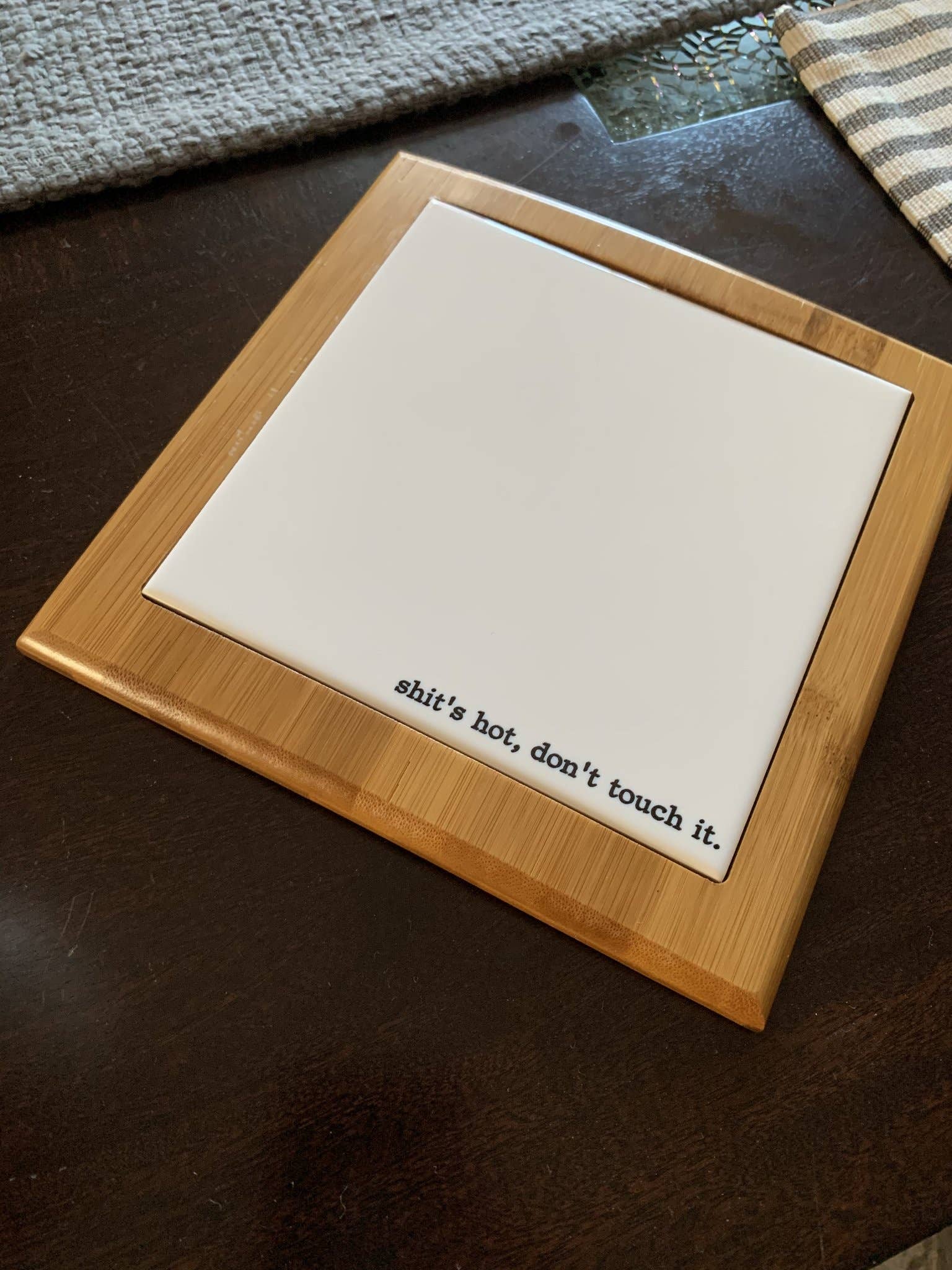 Buffalovely – Shit’s Hot, Don’t Touch It Ceramic/Bamboo Trivet