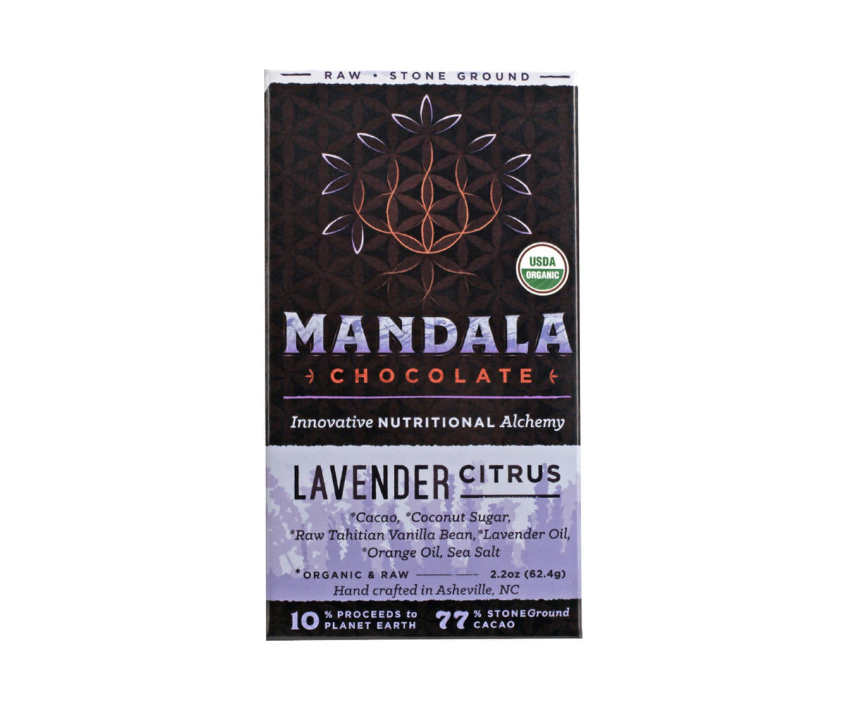 Organic 77% Cacao Lavender Citrus Chocolate Bar – 6 x 2.2oz