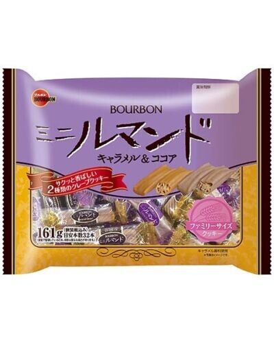 Bourbon, Mini Rumando, Lumando, Crape Cookie, Caramel & Cocoa, 161g. 32 pcs in 1 bag