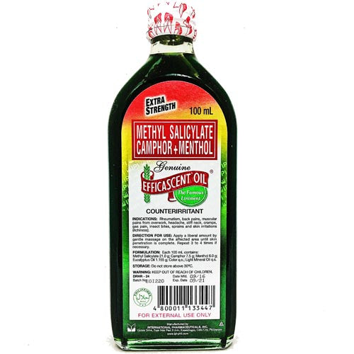 Efficascent Oil – EXTRA STRENGTH – Methyl Salicylate Camphor + Menthol – Counterirritant – 100 ML