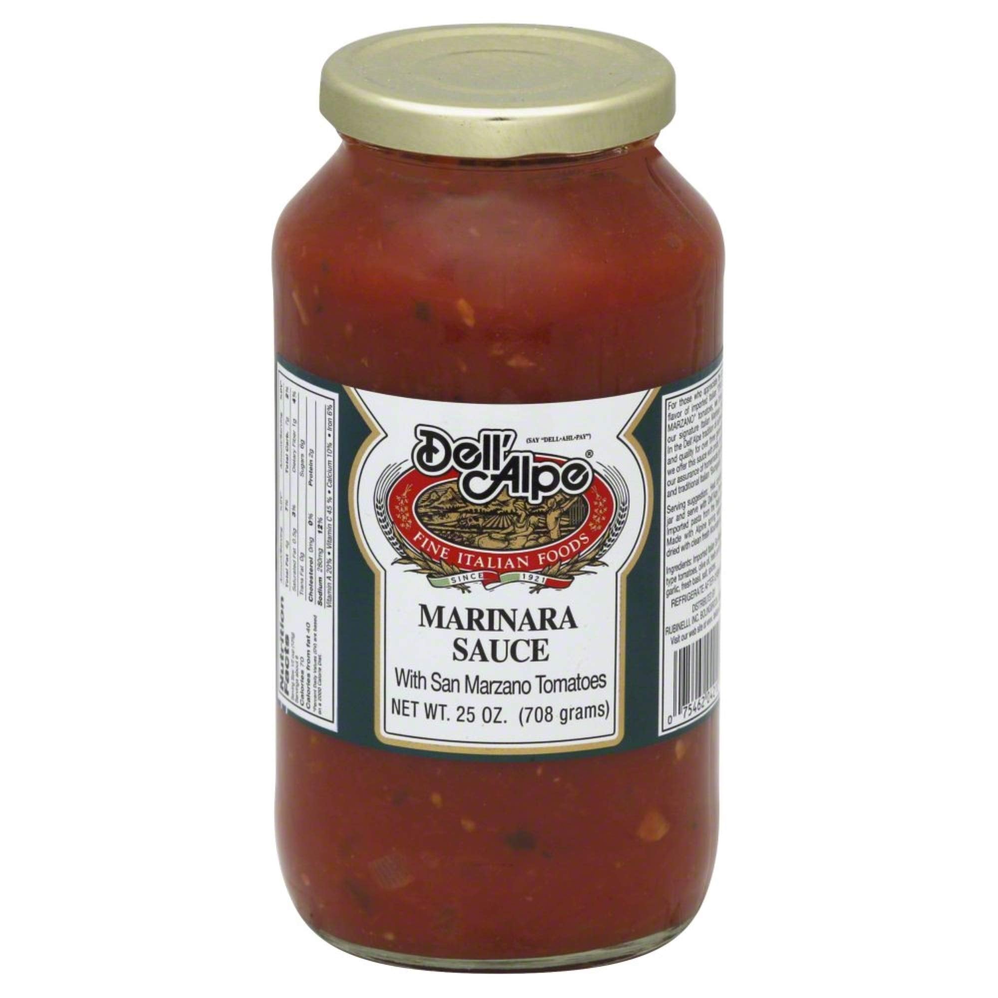 Dell Alpe – Marinara Sauce, 25 Oz (Pack of 6)