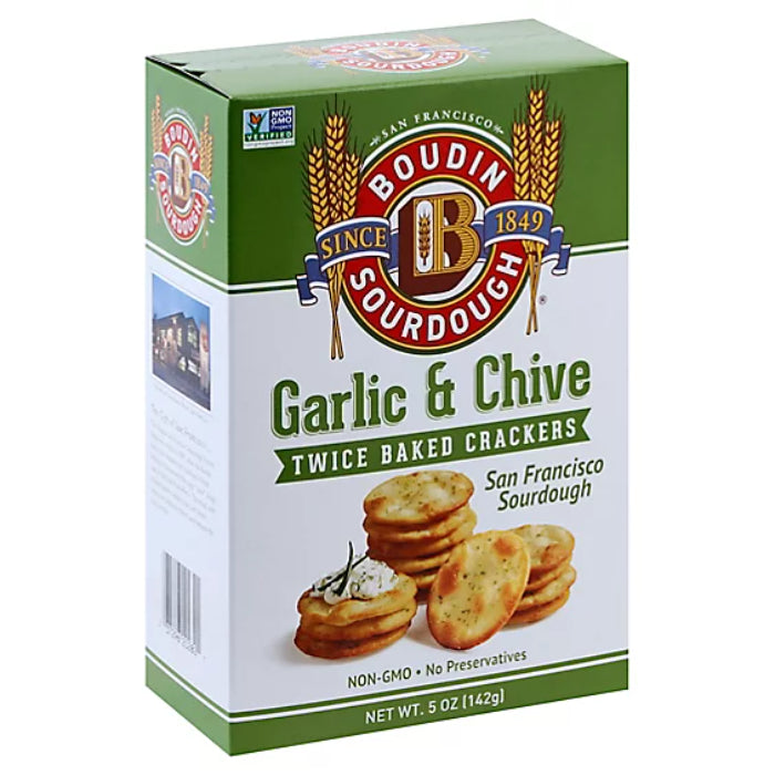 Boudin Sourdough – Crackers Garlic & Chive, 5 Oz | Pack of 12