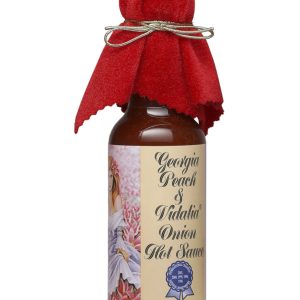 Hot Sauce Georgia Peach & Vidalia Onion 5 oz Red cloth cap and gold bo