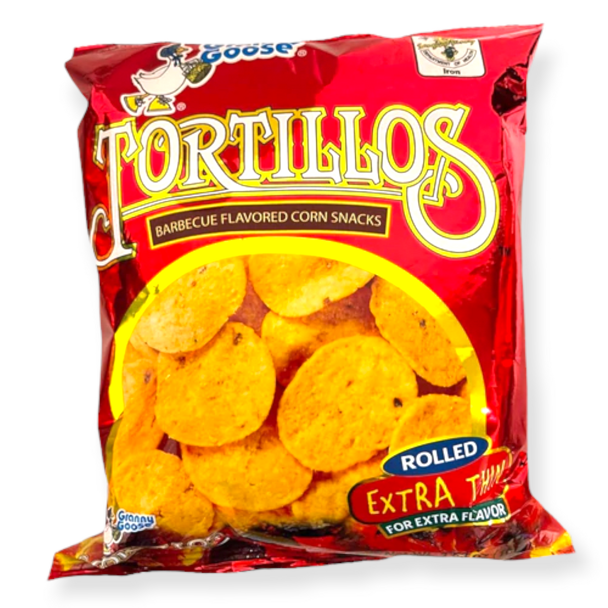 Granny Goose Tortillos – Barbecue Flavored Corn Snacks – RED