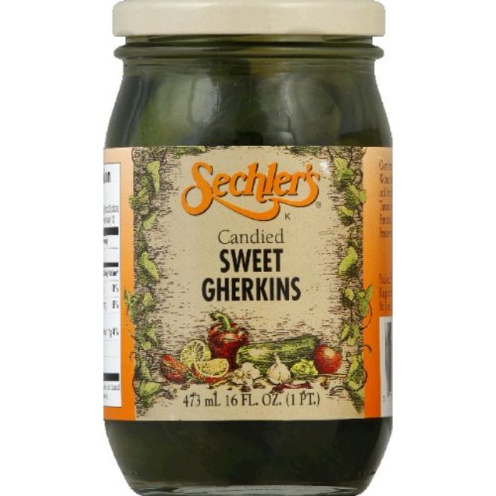 Sechler’s – Candied Sweet Gherkins, 16 Oz | Pack of 6