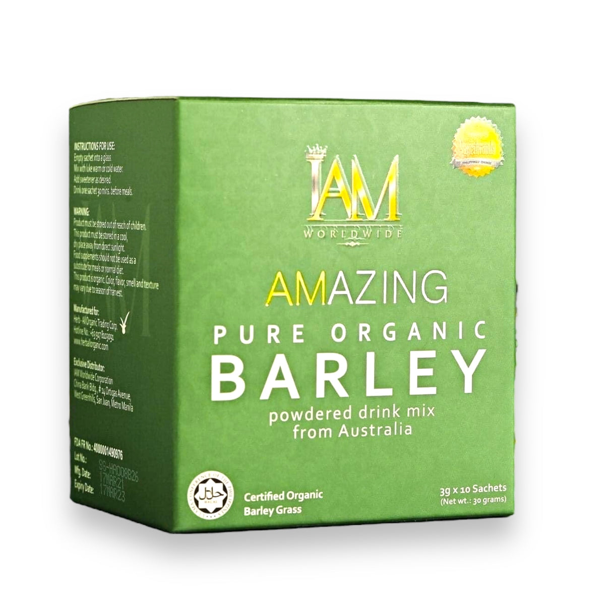 IAM Amazing – Pure Organic Barley Powdered Drink Mix 3g x 10 sachet / 30g