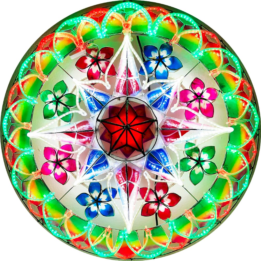 Philippines Christmas Capiz Parol Lantern Star (Tala) – Red / Green / White LED Show – Size 24