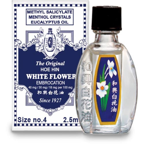 Hoe Hin – White Flower – Embrocation – Methyl Salicylate – Menthol Crystals – Eucalyptus Oil – Size No 4 – 2.5 ML