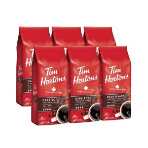 Tim Hortons – Dark Roast Ground Coffee Bag, 12 oz | Pack of 6