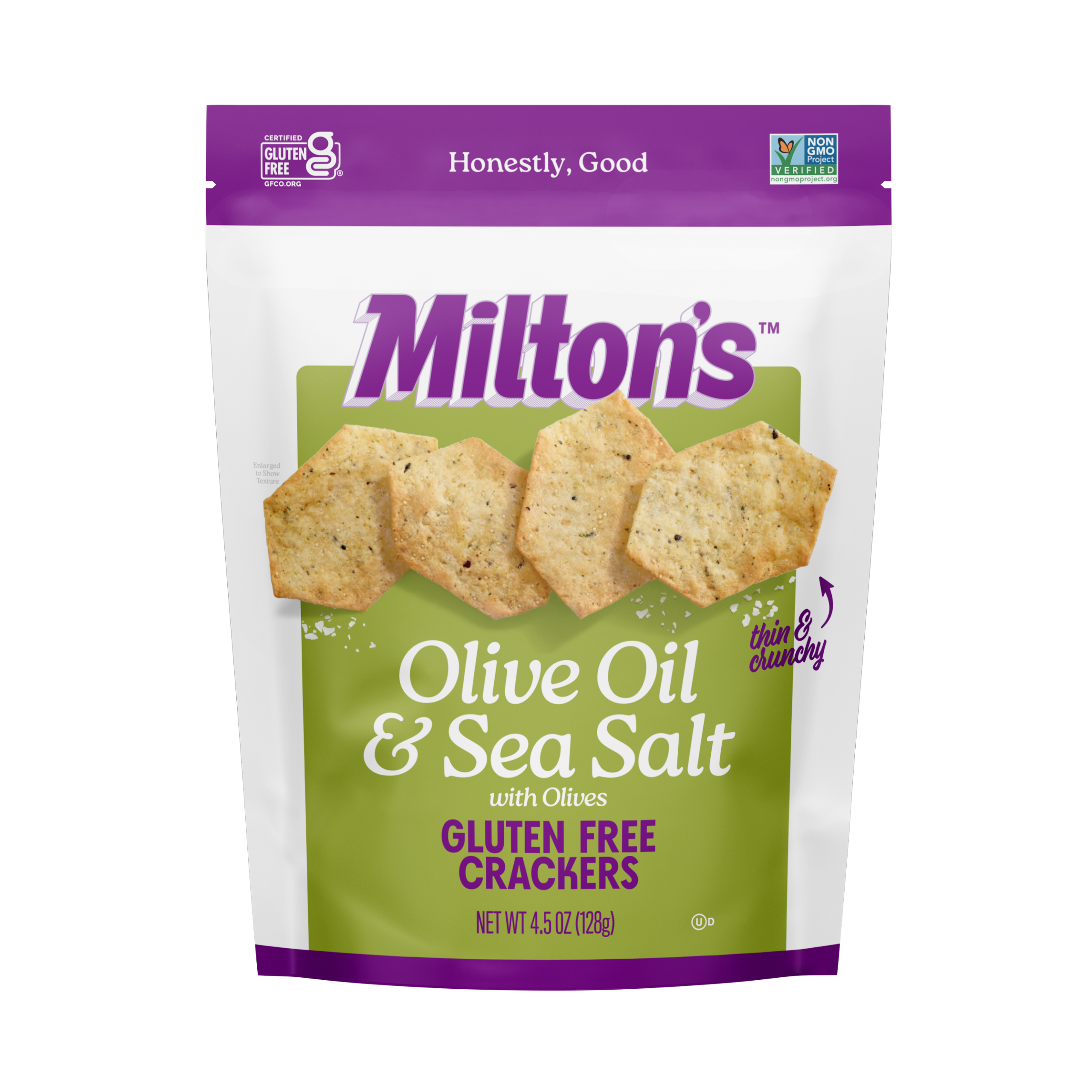 Milton’s – Cracker Gluten-Free Olive Oil Sea Salt, 4.5 oz | Pack of 12