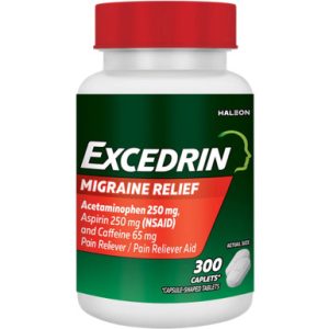 Excedrin Migraine Relief Caplets, 300 Count, 250mg Acetaminophen/Aspirin + 65mg Caffeine