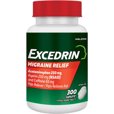 Excedrin Migraine Relief Caplets, 300 Count, 250mg Acetaminophen/Aspirin + 65mg Caffeine