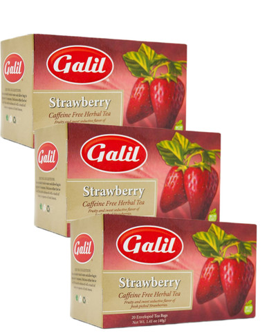 Galil Strawberry Flavored Tea Bags, 20 Count (Pack of 3)