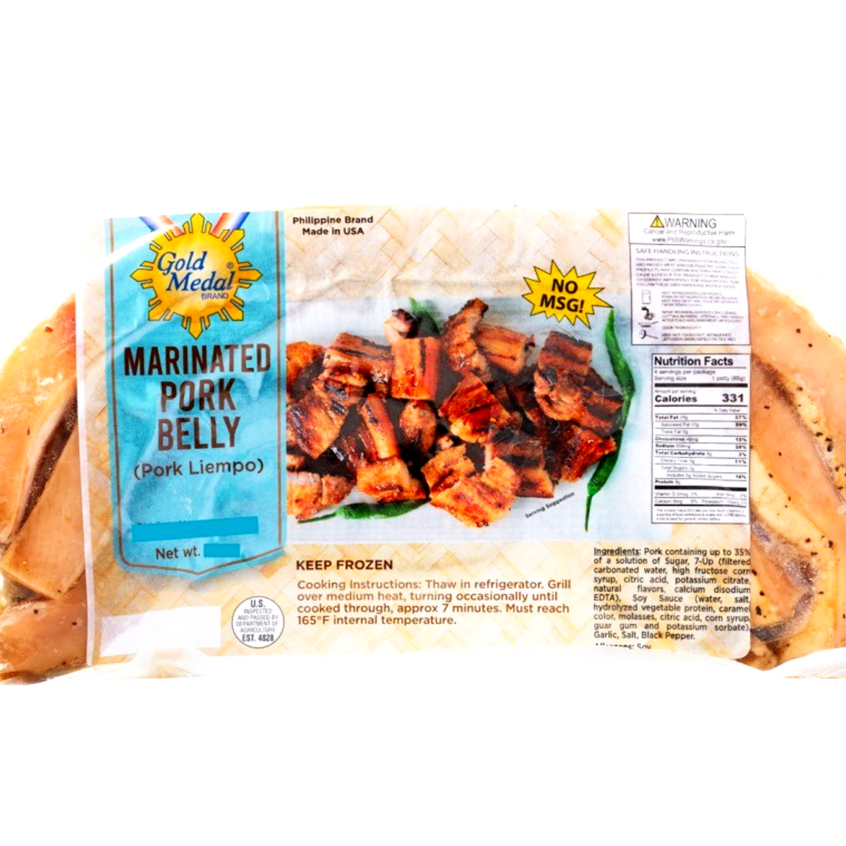 Gold Medal – Pork Belly (Pork Liempo) – Marinated – Ready To Grill – 12 OZ