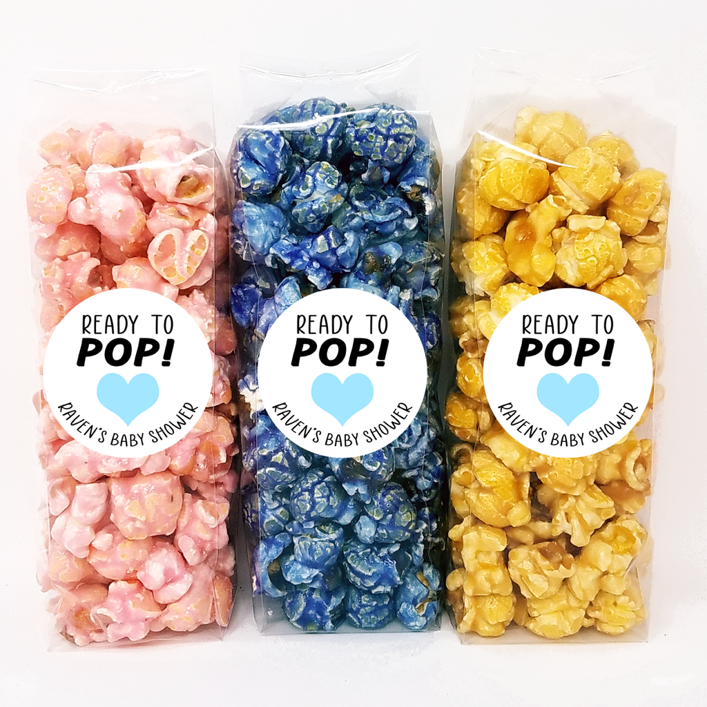 White with Baby Blue Heart – Baby Shower Popcorn Favors