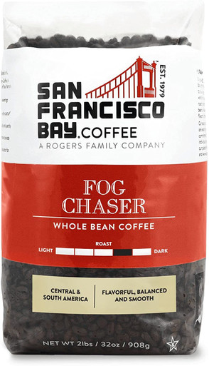 San Francisco Bay Coffee Fog Chaser Whole Bean 2LB (32 Ounce) Medium Dark Roast