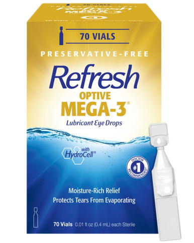 Refresh Optive Mega-3 Lubricant Eye Drops, 70 Count