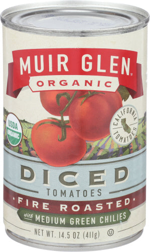 Muir Glen – Diced Tomatoes Roasted Green Chile, 14.5 Oz | Pack of 12