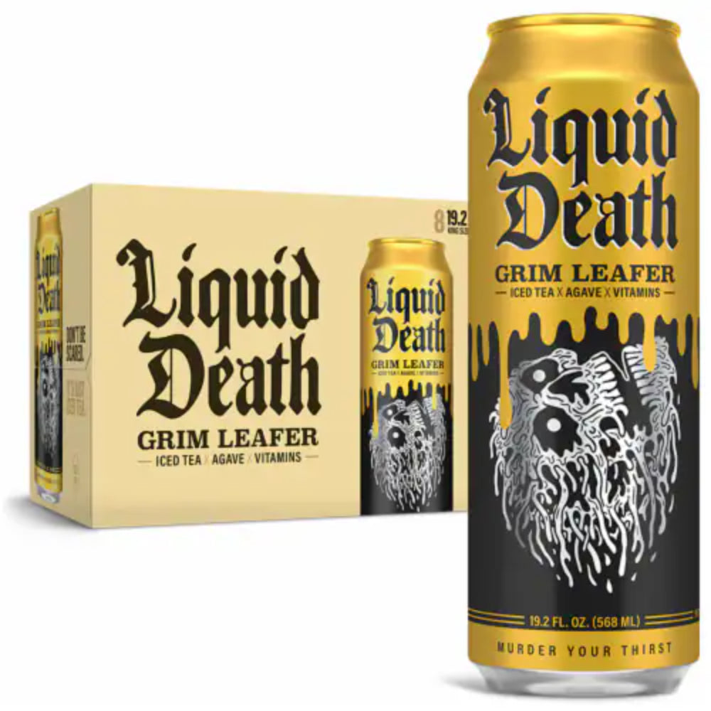 Liquid Death – Grim Lefer Iced Tea, 8 Pack, 153.6 Fl Oz | Pack of 3