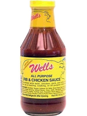 Wells All Purpose Pork Rib & Chicken BBQ Sauce, 18oz.