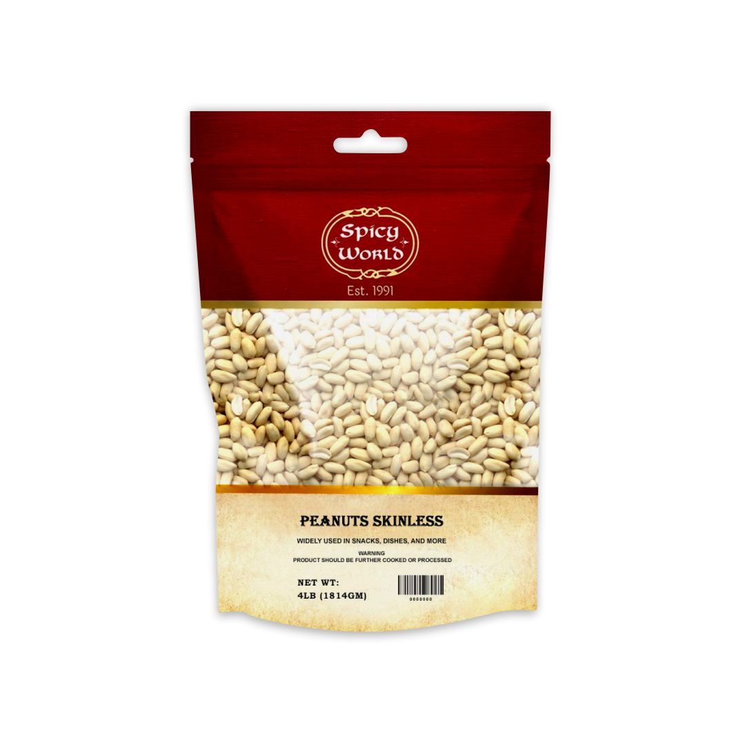Spicy World Raw Skinless Peanut – Fresh, Natural, 4lbs for Healthy Snacking