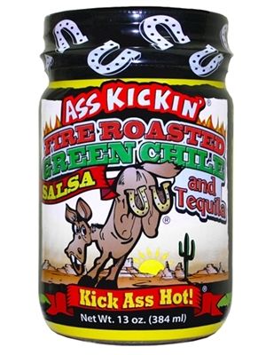 Ass Kickin Roasted Green Chile & Tequila Salsa, 13oz.