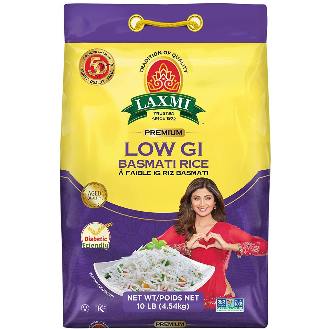 Laxmi Diabetic Friendly Basmati Rice w/ Lower G.I. Index Value – 10lb