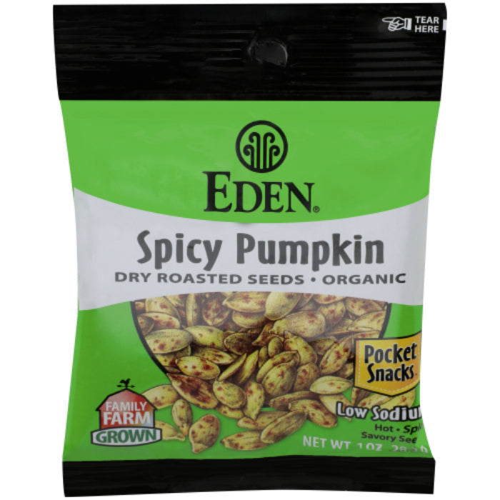 Eden Foods – Pocket Snack Pumpkin Seed Spicy 1 Oz – Pack of 12