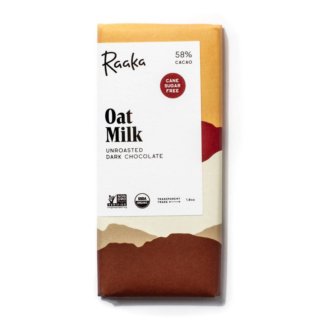 Oat Milk Chocolate Bars, 58% Cocoa / Cacao, Breakfast Chocolate, Vegan, Dairy-Free, Raw, Cane Sugar-Free, Unroasted Chocolate – 12 Bars x 1.8oz