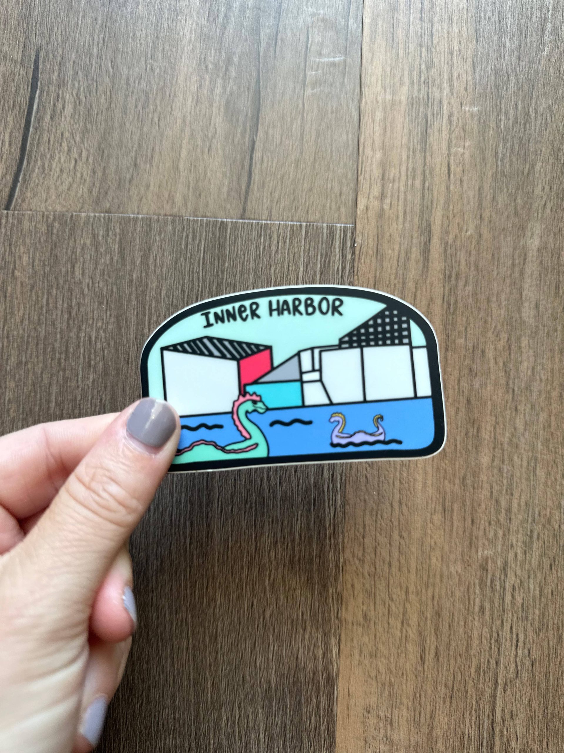 the letters mdn – Inner Harbor Baltimore Maryland Badge Vinyl Sticker